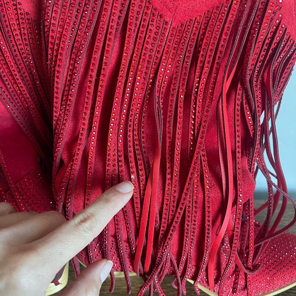Red Fringe Western Boots - Picture 6 of 6